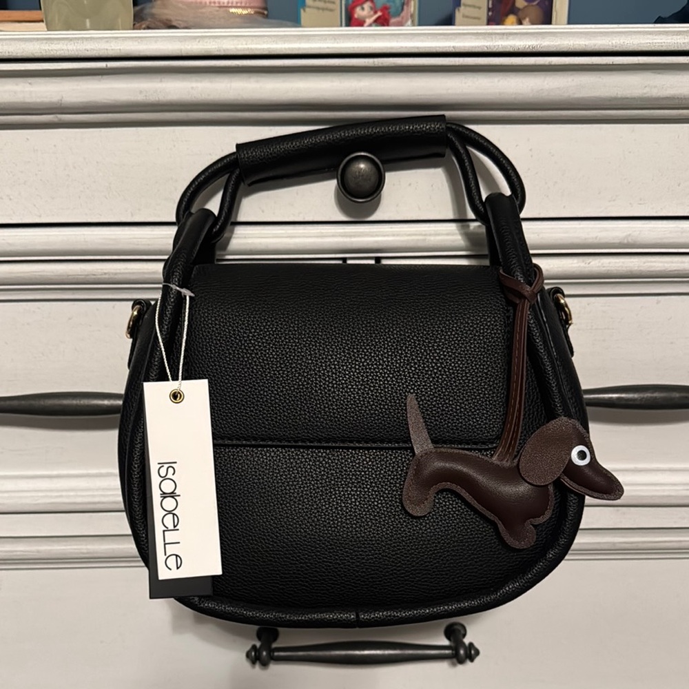 Black  Crossbody with Dog Charm
